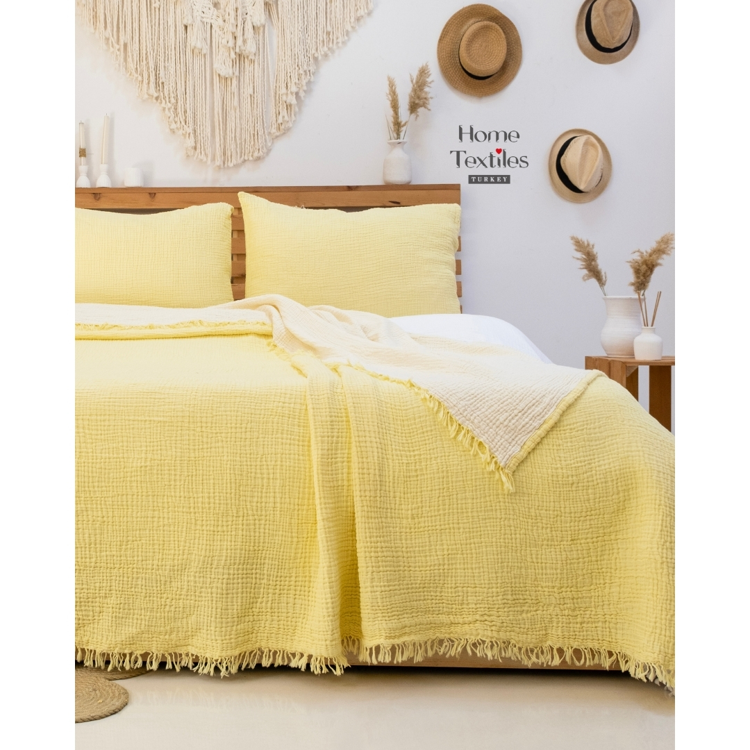 Müslin Yatak Örtüsü Sarı - Ivory - Görsel 2