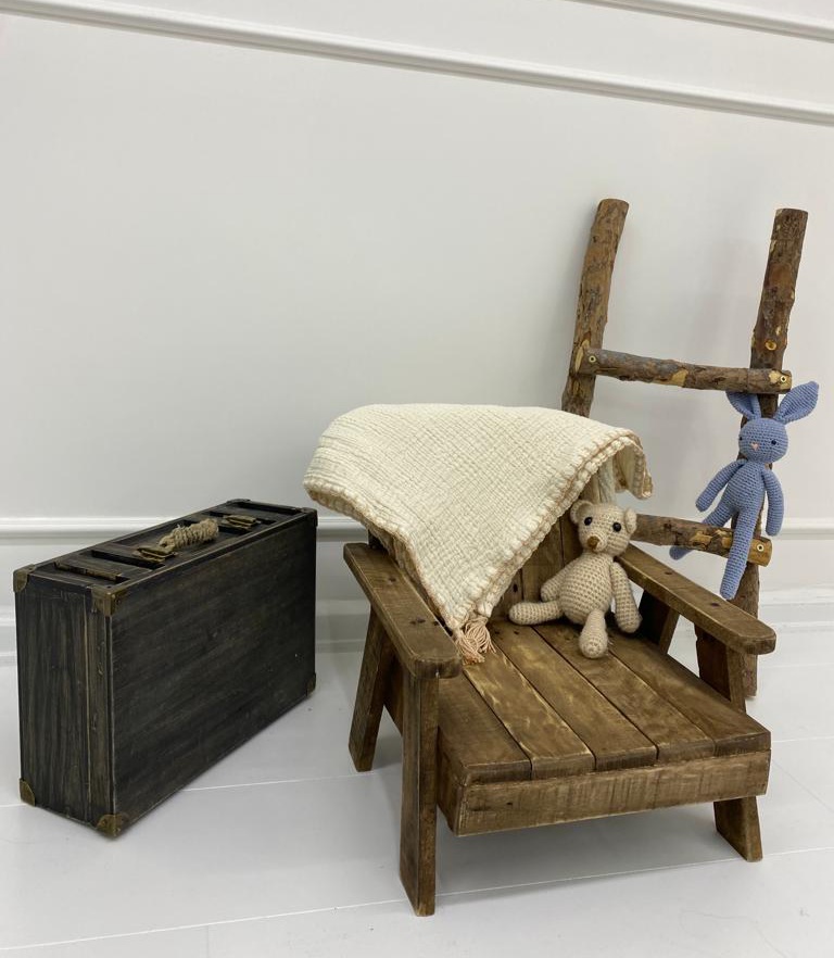 Müslin Bebek Battaniyesi IVORY - Görsel 3