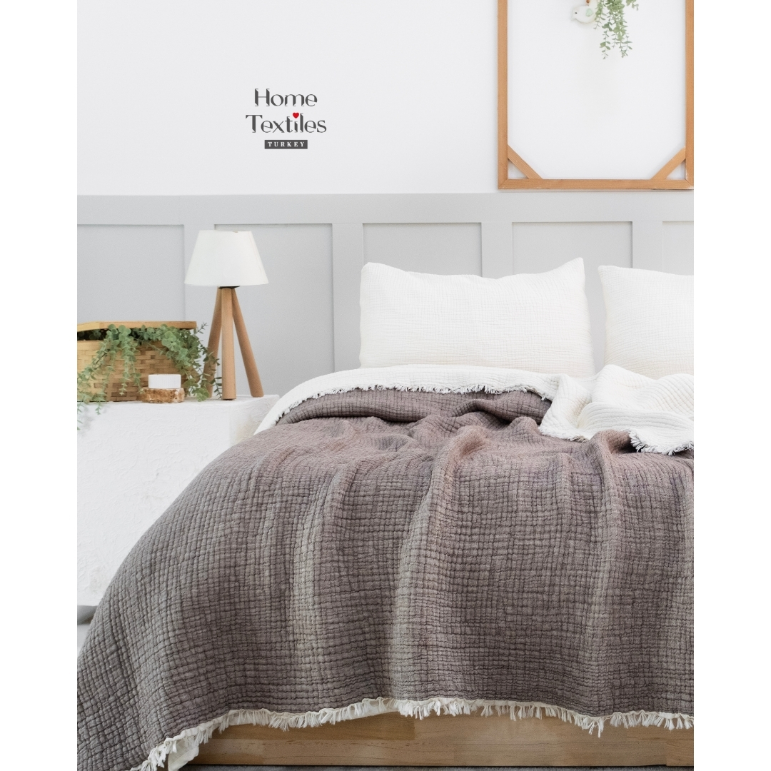 Kahve Müslin Yorgan Çift Kişilik - Görsel 3